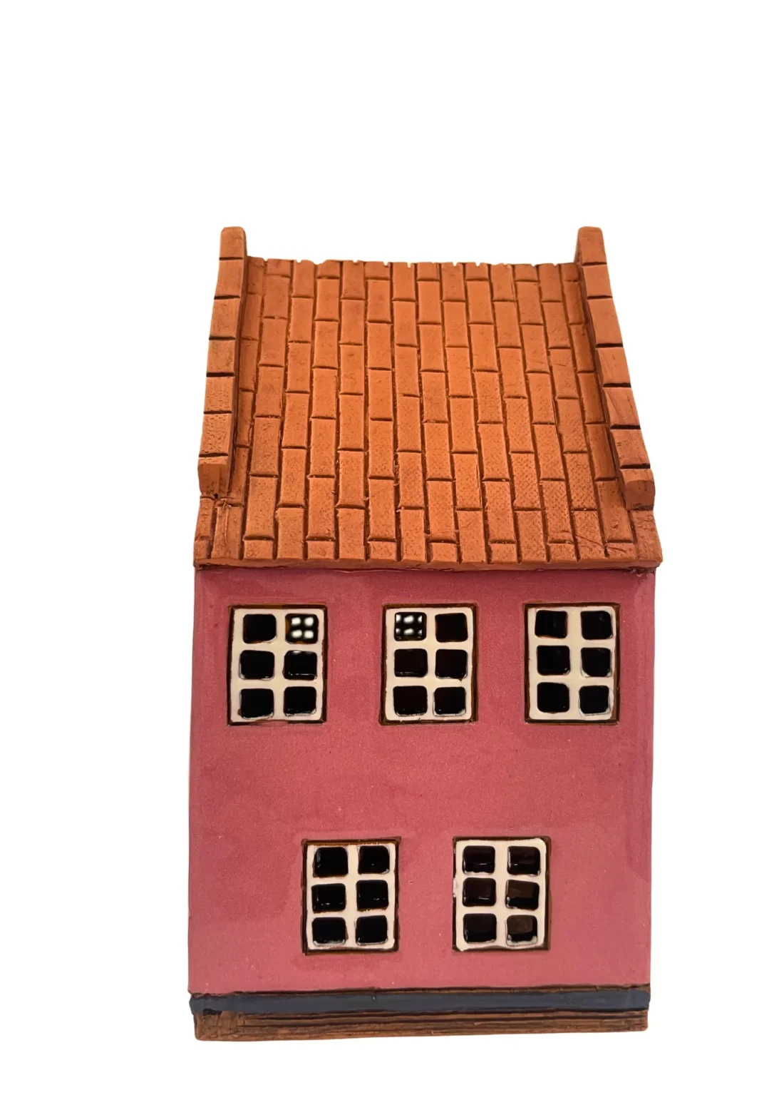 Rosa Haus – Historisches Haus, Riga | Handgefertigtes Keramikhaus für Teelicht oder elektrisches Licht