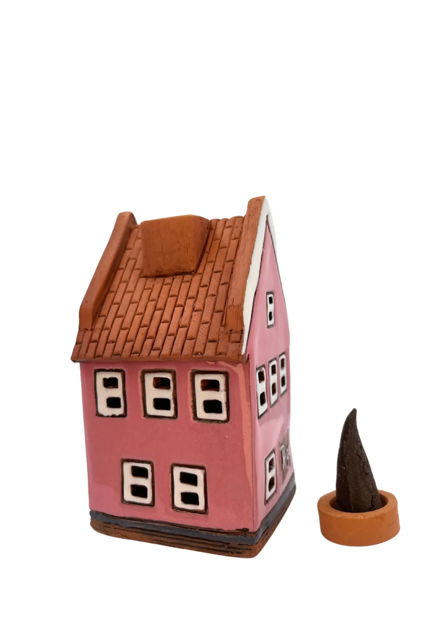 Rosa Haus – Historisches Haus, Riga | Handgefertigtes Miniaturhäuschen & Räucherkegelhalter – Bild 3