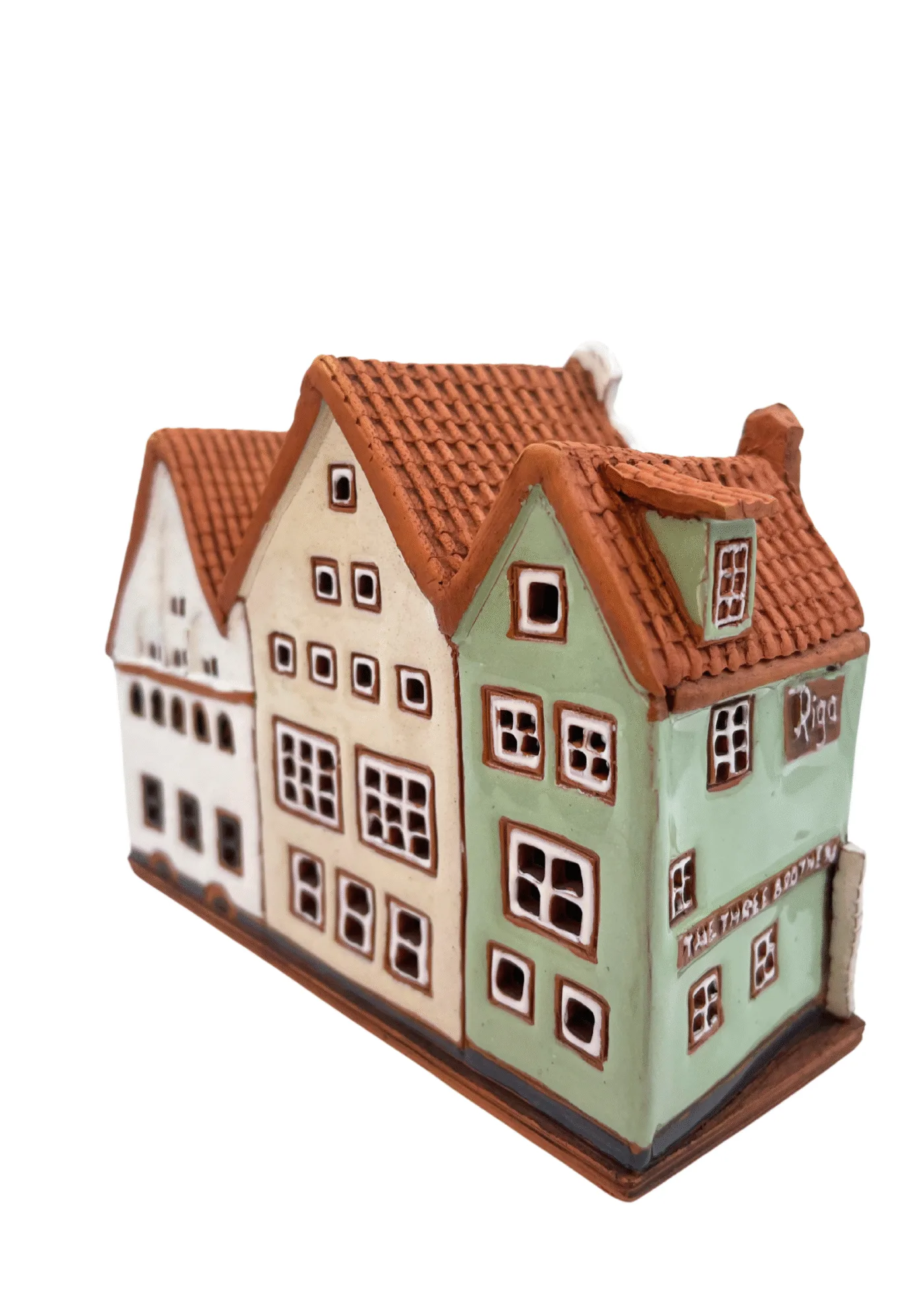 Three Brothers Keramikhäuschen – Miniatur aus Riga für Räucherkegel